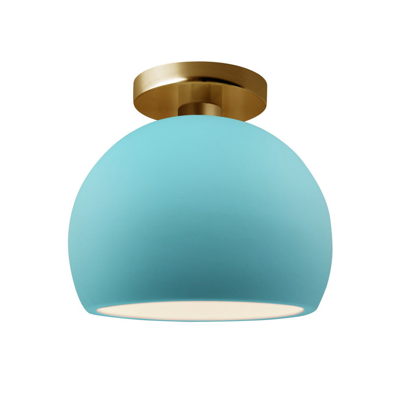 Justice Designs CER-6350-RFPL-BRSS One Light Semi-Flush Mount, Reflecting Pool