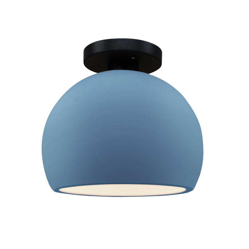 Justice Designs CER-6350-SKBL-MBLK One Light Semi-Flush Mount, Sky Blue