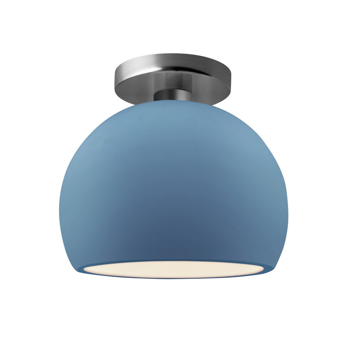 Justice Designs CER-6350-SKBL-NCKL One Light Semi-Flush Mount, Sky Blue