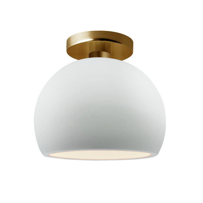 Justice Designs CER-6350-WTWT-BRSS One Light Semi-Flush Mount, Gloss White (outside and inside of fixture)