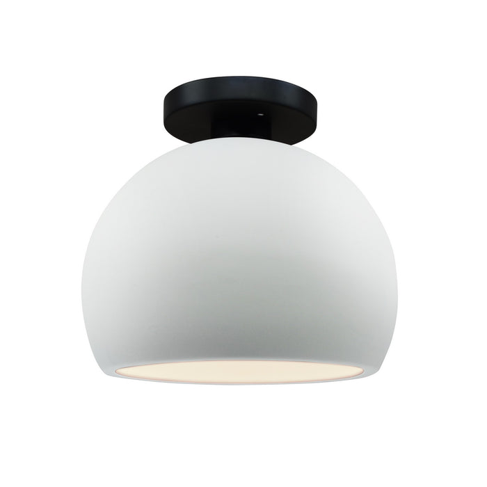 Justice Designs CER-6350-WTWT-MBLK One Light Semi-Flush Mount, Gloss White (outside and inside of fixture)