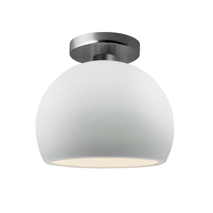 Justice Designs CER-6350-WTWT-NCKL One Light Semi-Flush Mount, Gloss White (outside and inside of fixture)