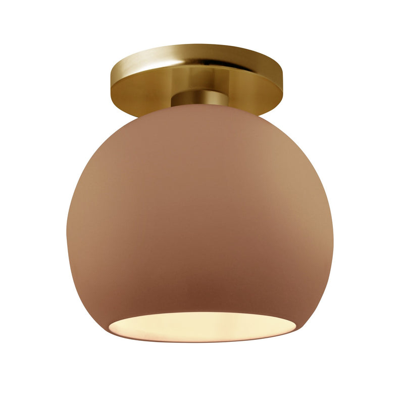 Justice Designs CER-6353-ADOB-BRSS One Light Semi-Flush Mount, Adobe