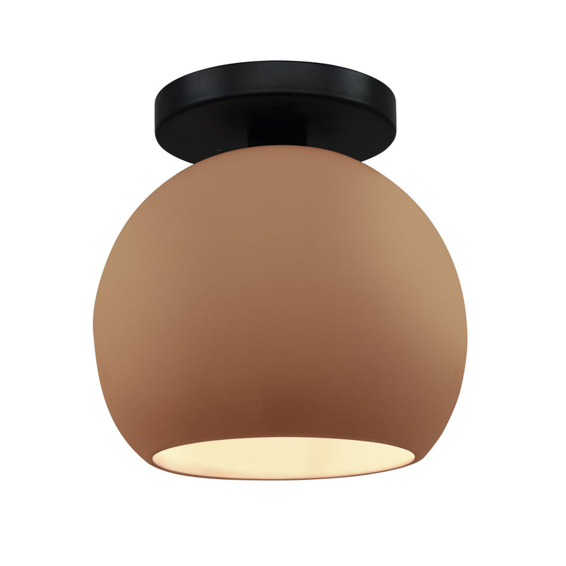 Justice Designs CER-6353-ADOB-MBLK One Light Semi-Flush Mount, Adobe