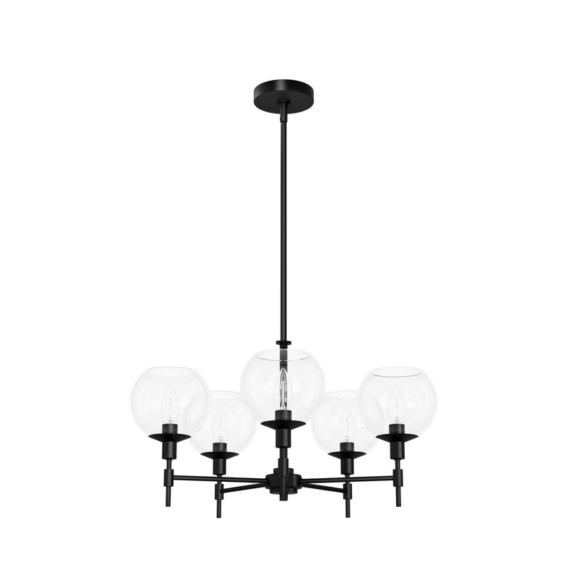 Hunter 19510 Five Light Chandelier, Matte Black