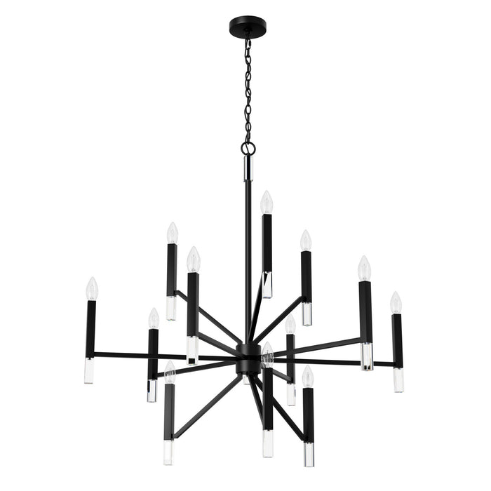 Hunter 45230 12 Light Chandelier, Matte Black