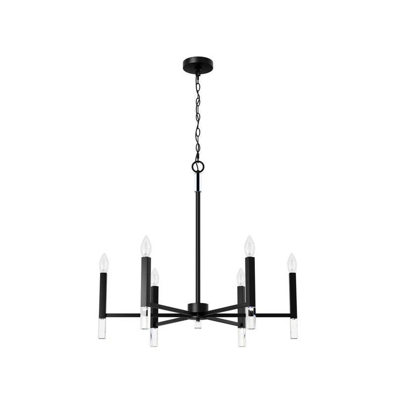 Hunter 45231 Six Light Chandelier, Matte Black