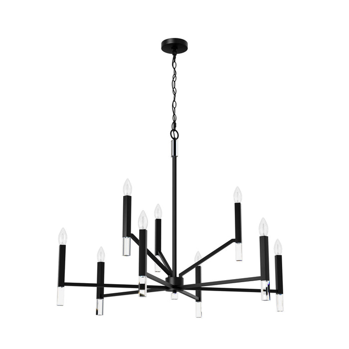 Hunter 45232 Nine Light Chandelier, Matte Black