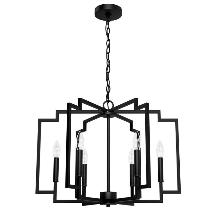 Hunter 45241 Six Light Chandelier, Matte Black