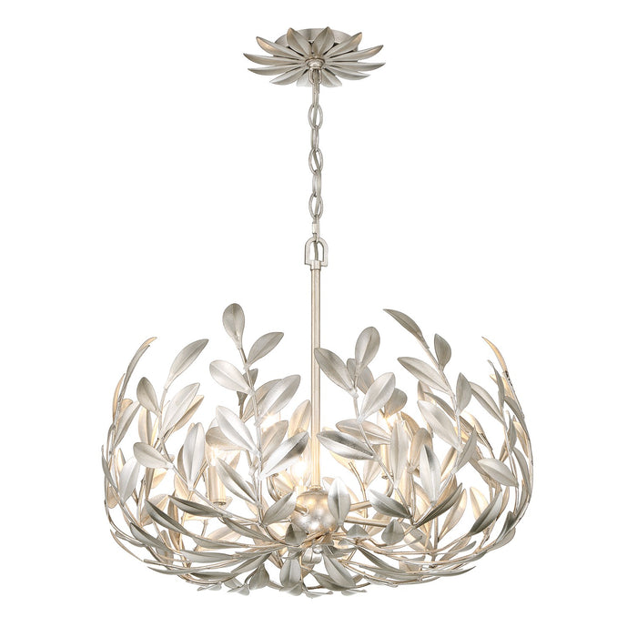 Crystorama 566-SA Five Light Chandelier, Antique Silver