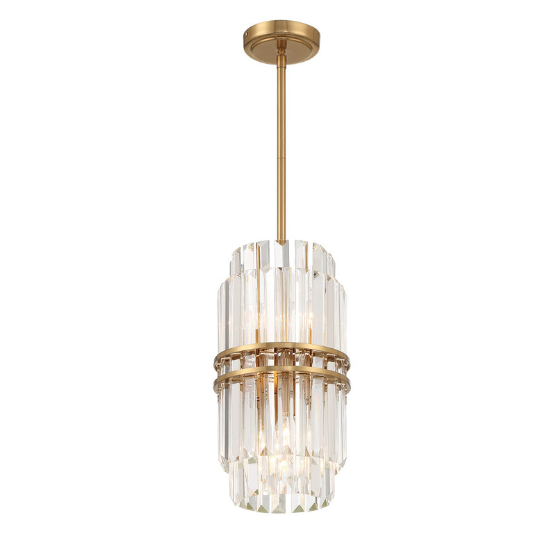 Crystorama HAY-1401-AG Four Light Pendant, Aged Brass