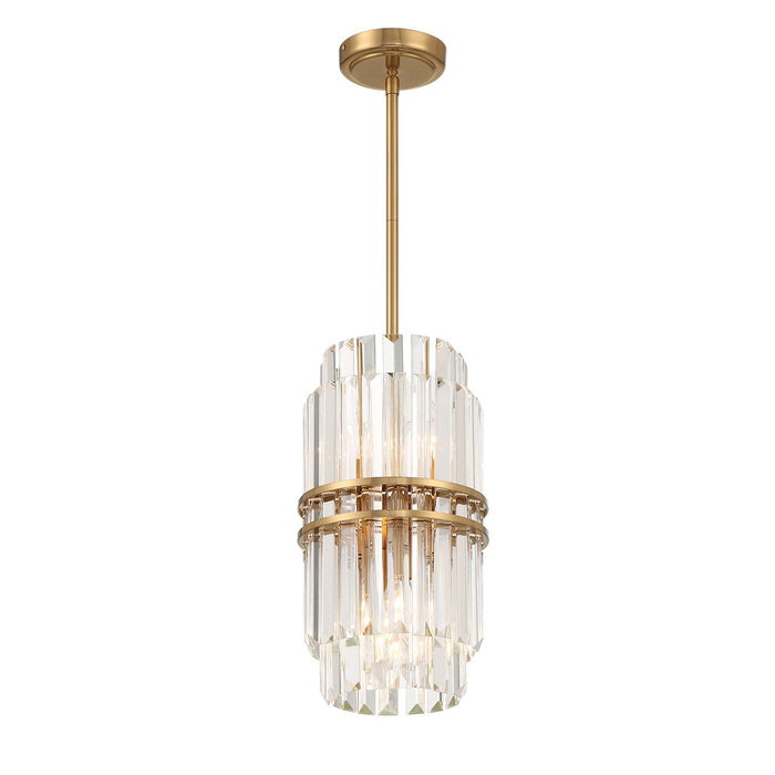 Crystorama HAY-1401-AG Four Light Pendant, Aged Brass