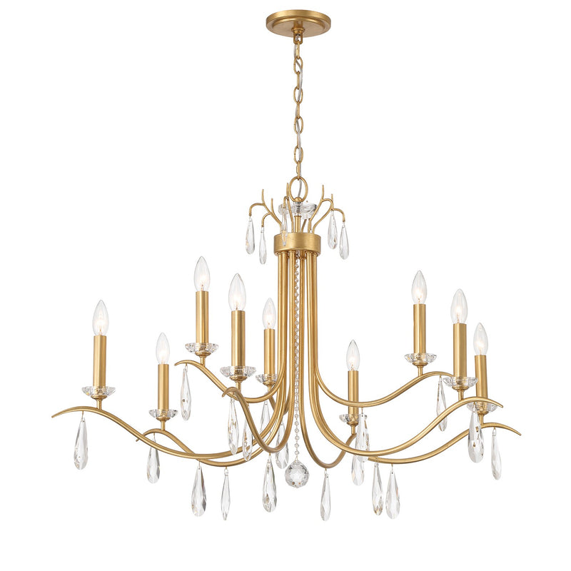 Crystorama ROL-18819-GA Nine Light Chandelier, Antique Gold