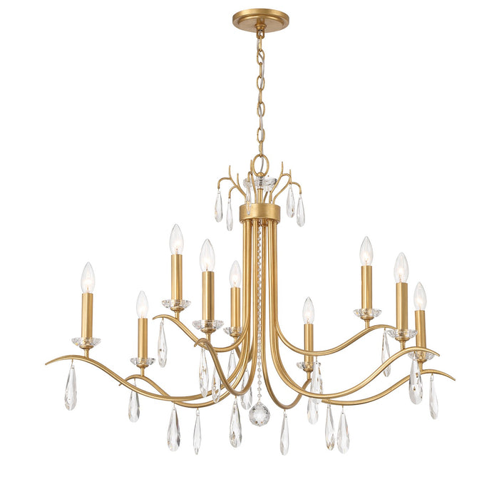 Crystorama ROL-18819-GA Nine Light Chandelier, Antique Gold