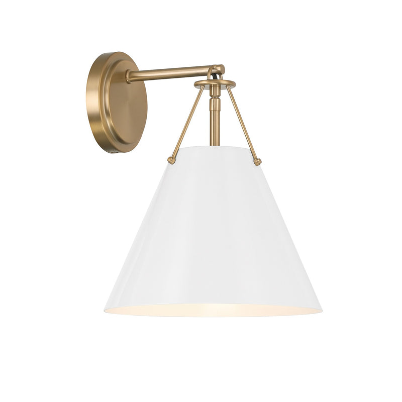 Crystorama XAV-B8311-VG-WH One Light Wall Sconce, Vibrant Gold + White