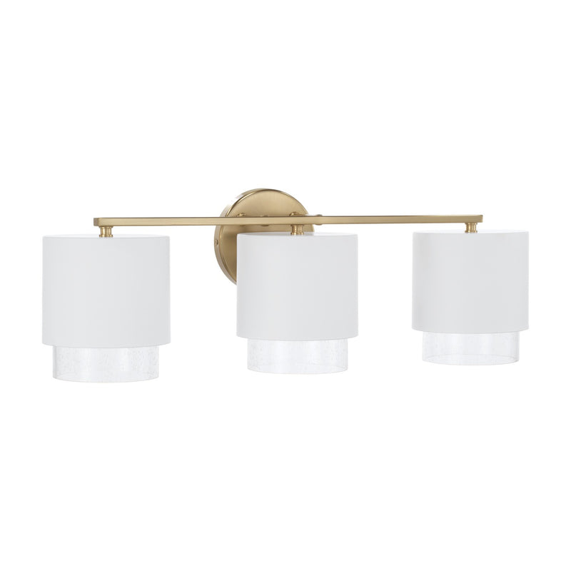 Capital Lighting 153031RE-549 Three Light Vanity, Matte Brass and White