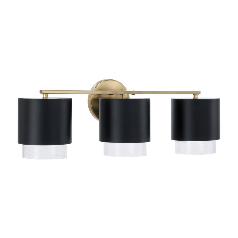 Capital Lighting 153031RK-549 Three Light Vanity, Matte Brass and Black