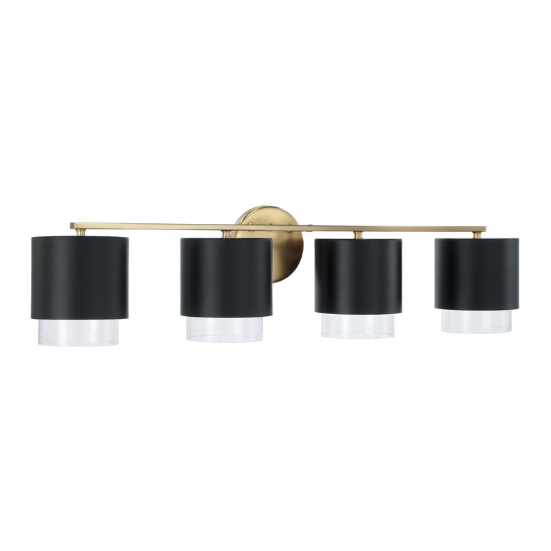 Capital Lighting 153041RK-549 Four Light Vanity, Matte Brass and Black