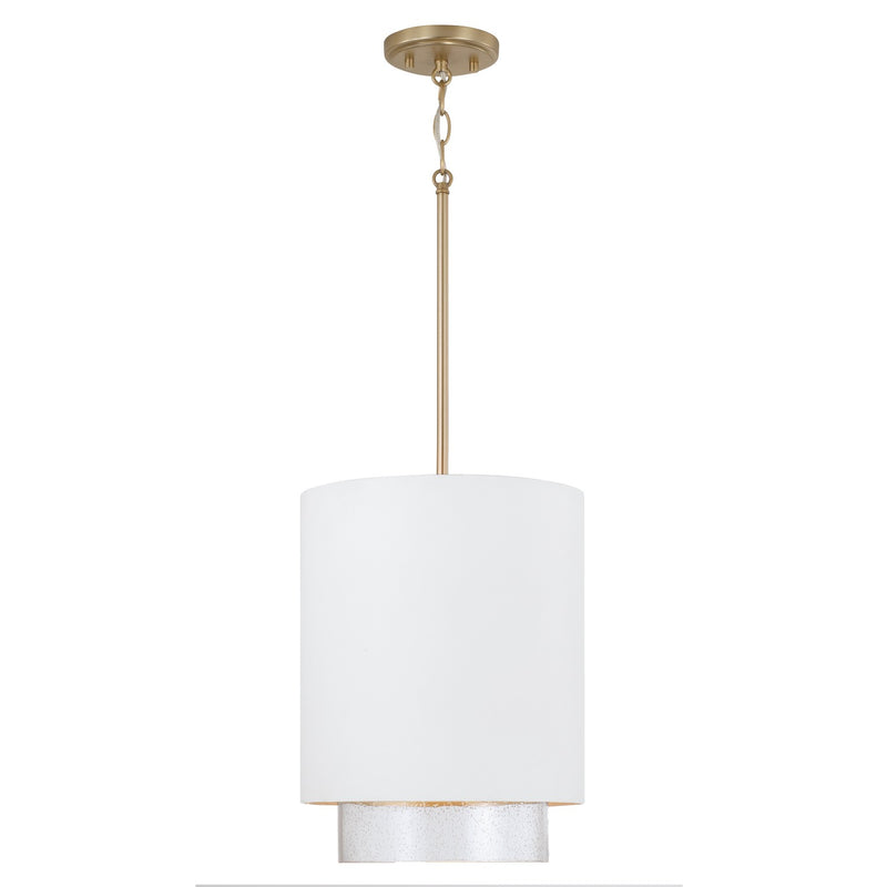 Capital Lighting 353011RE One Light Pendant, Matte Brass and White