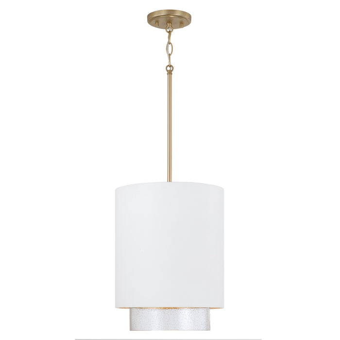 Capital Lighting 353011RE One Light Pendant, Matte Brass and White