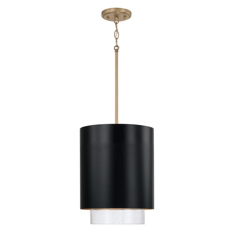 Capital Lighting 353011RK One Light Pendant, Matte Brass and Black