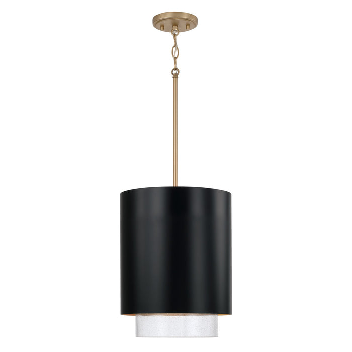 Capital Lighting 353011RK One Light Pendant, Matte Brass and Black