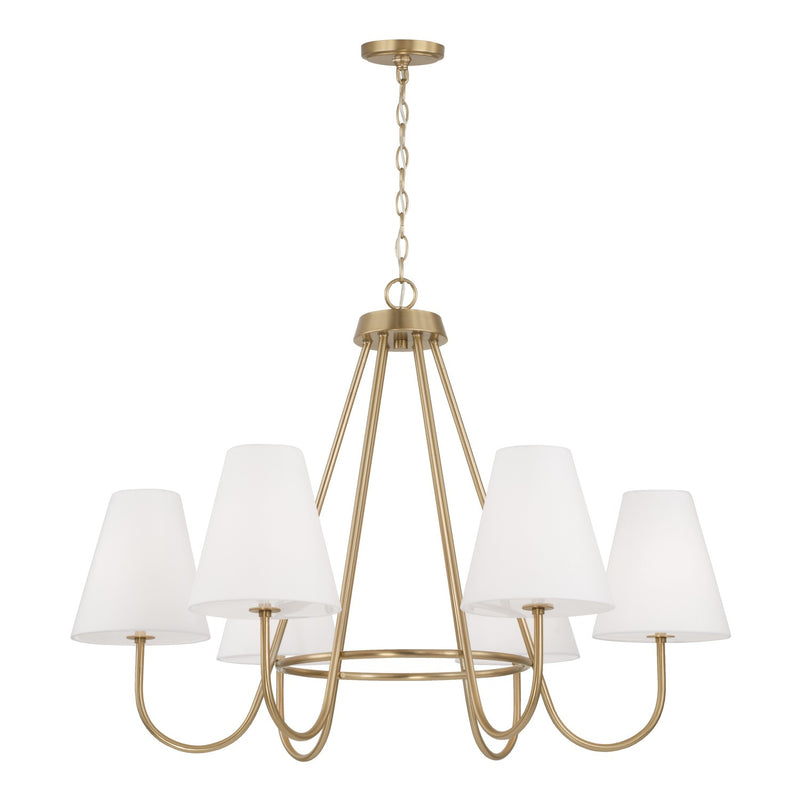 Capital Lighting 452761MA Six Light Chandelier, Matte Brass