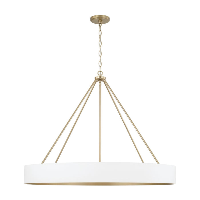 Capital Lighting 453061RE Six Light Chandelier, Matte Brass and White