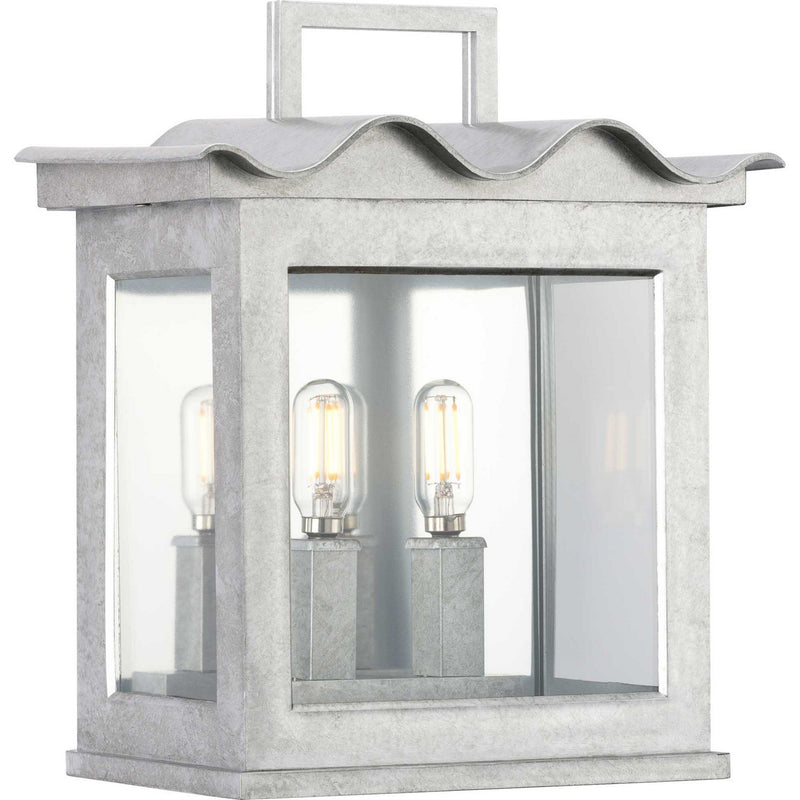 Progress Lighting P560297-141 Two Light Outdoor Wall Lantern, Galvanized Finish