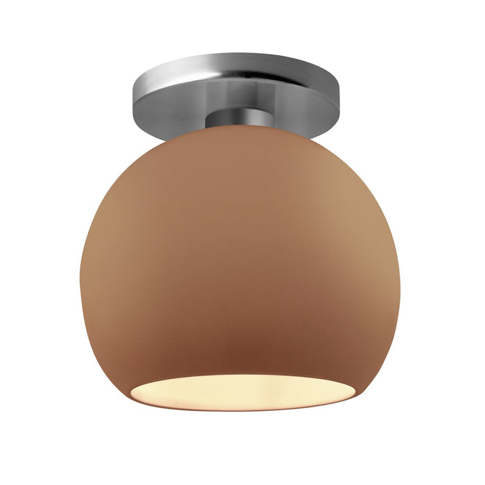 Justice Designs CER-6353-ADOB-NCKL One Light Semi-Flush Mount, Adobe