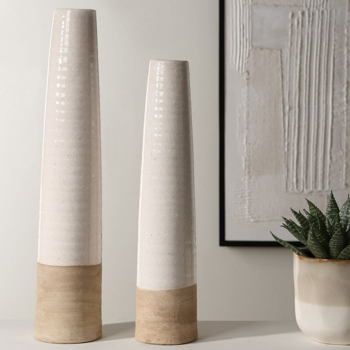 Uttermost 18156 Vases, S/2, White Ceramic
