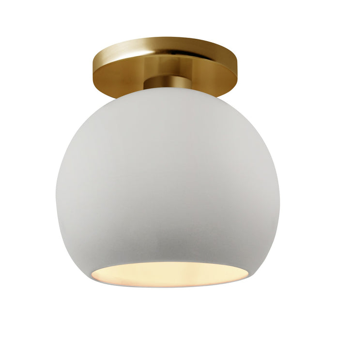 Justice Designs CER-6353-BIS-BRSS One Light Semi-Flush Mount, Bisque