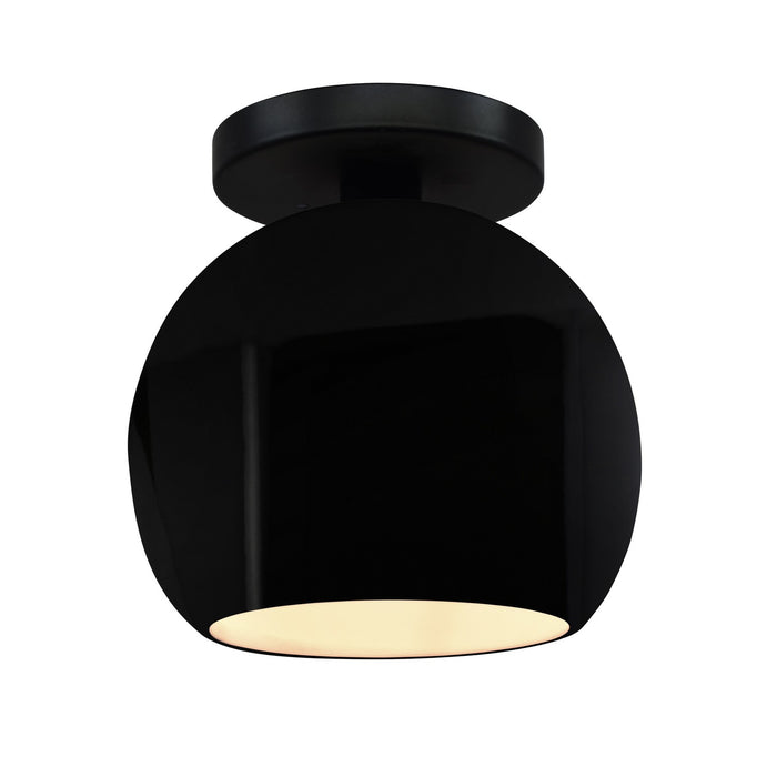 Justice Designs CER-6353-BKMT-MBLK One Light Semi-Flush Mount, Gloss Black w/ Matte White