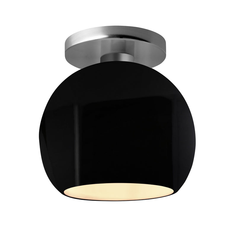 Justice Designs CER-6353-BKMT-NCKL One Light Semi-Flush Mount, Gloss Black w/ Matte White