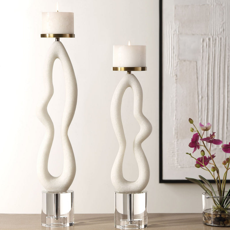 Uttermost 18160 Candleholders, S/2, Brushed Brass