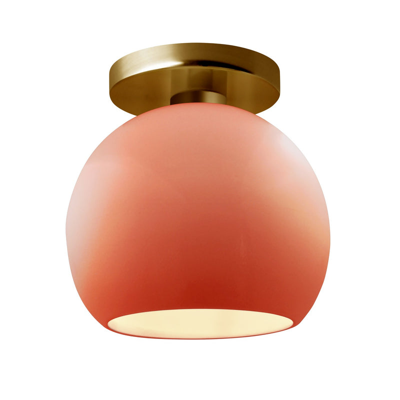 Justice Designs CER-6353-BSH-BRSS One Light Semi-Flush Mount, Gloss Blush