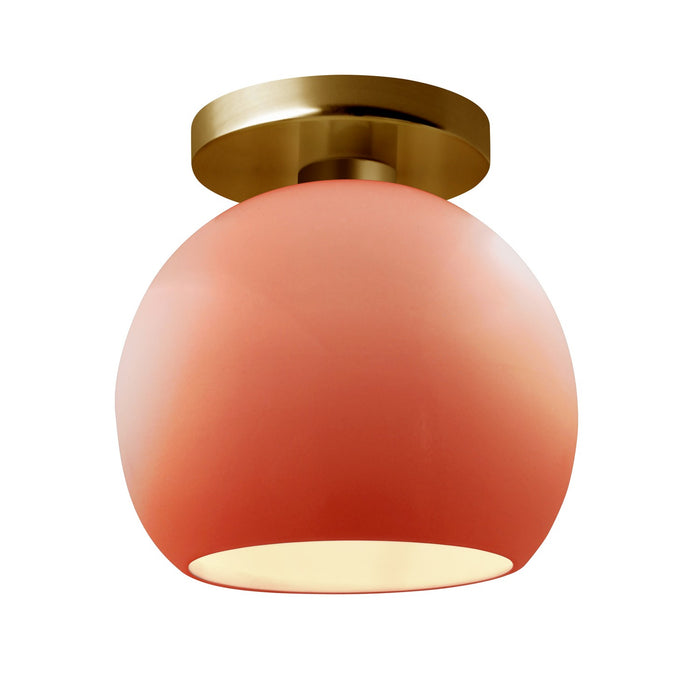 Justice Designs CER-6353-BSH-BRSS One Light Semi-Flush Mount, Gloss Blush