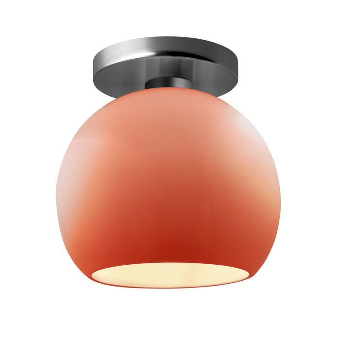 Justice Designs CER-6353-BSH-NCKL One Light Semi-Flush Mount, Gloss Blush