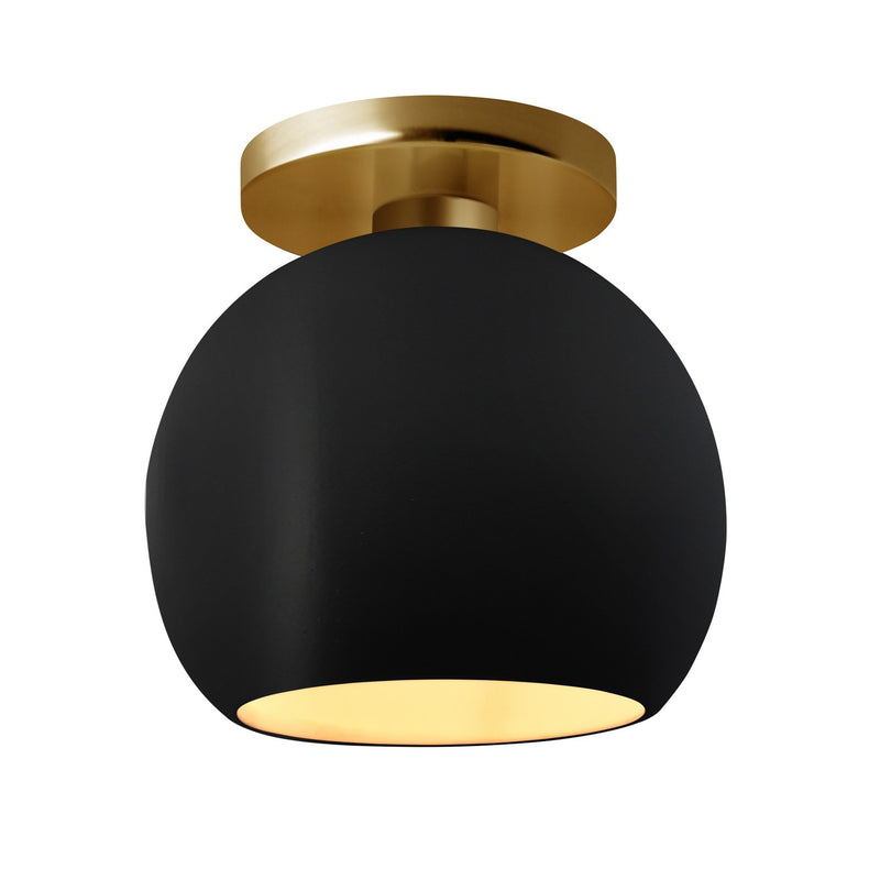 Justice Designs CER-6353-CBGD-BRSS One Light Semi-Flush Mount, Carbon Matte Black w/ Champagne Gold
