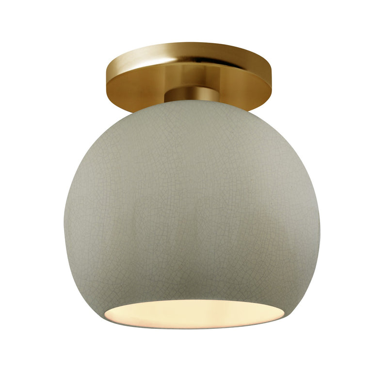 Justice Designs CER-6353-CKC-BRSS One Light Semi-Flush Mount, Celadon Green Crackle