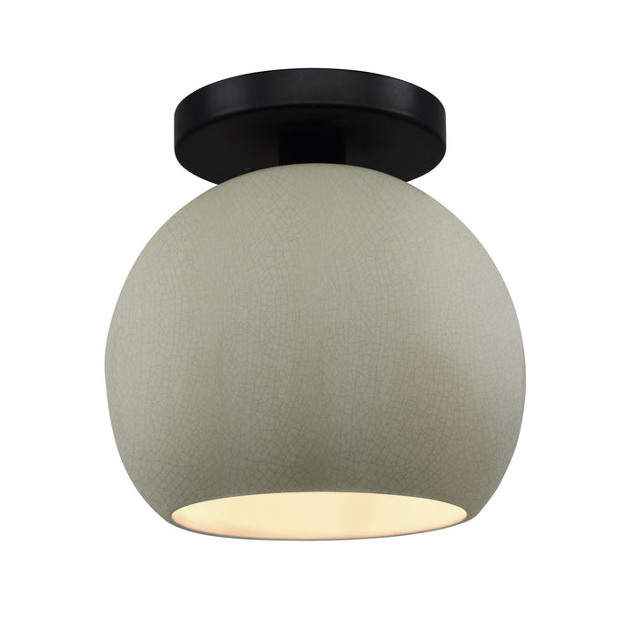 Justice Designs CER-6353-CKC-MBLK One Light Semi-Flush Mount, Celadon Green Crackle