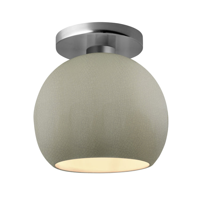 Justice Designs CER-6353-CKC-NCKL One Light Semi-Flush Mount, Celadon Green Crackle
