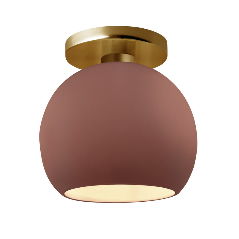 Justice Designs CER-6353-CLAY-BRSS One Light Semi-Flush Mount, Canyon Clay