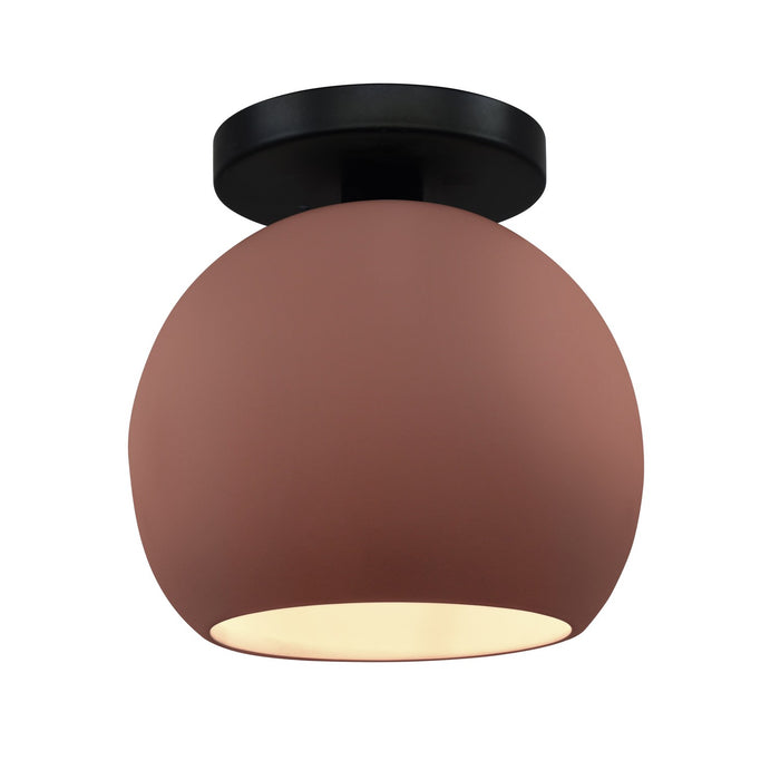 Justice Designs CER-6353-CLAY-MBLK One Light Semi-Flush Mount, Canyon Clay