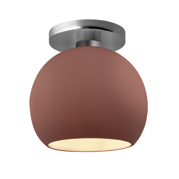 Justice Designs CER-6353-CLAY-NCKL One Light Semi-Flush Mount, Canyon Clay
