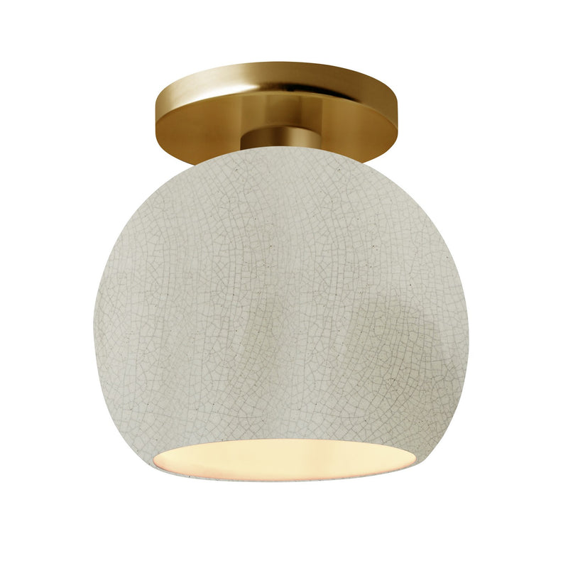 Justice Designs CER-6353-CRK-BRSS One Light Semi-Flush Mount, White Crackle