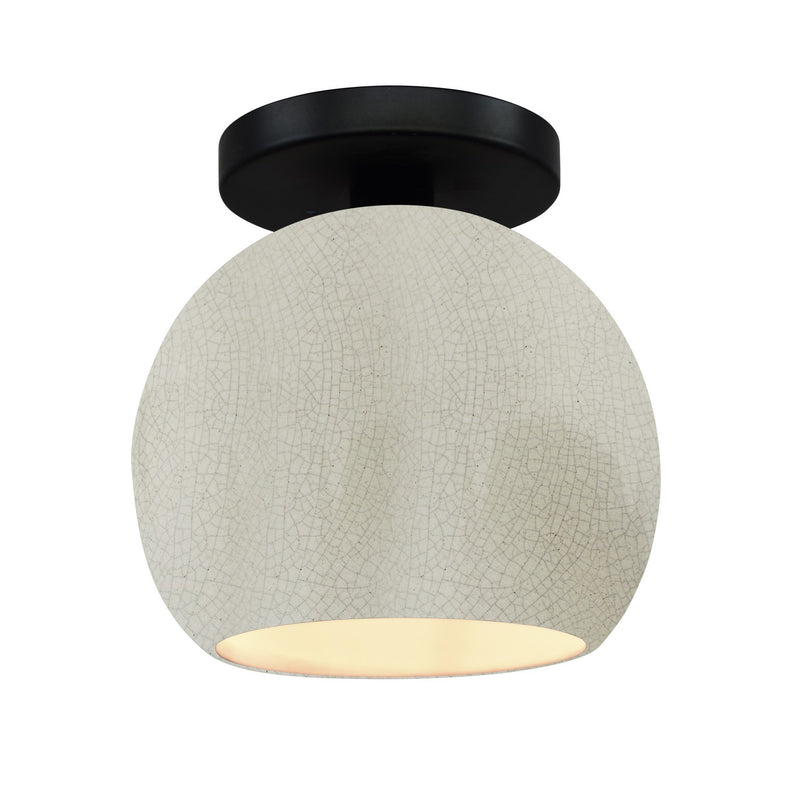 Justice Designs CER-6353-CRK-MBLK One Light Semi-Flush Mount, White Crackle