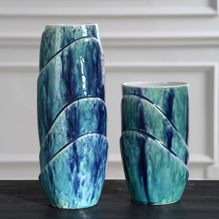 Uttermost 18170 Vases, S/2, Blue And Green
