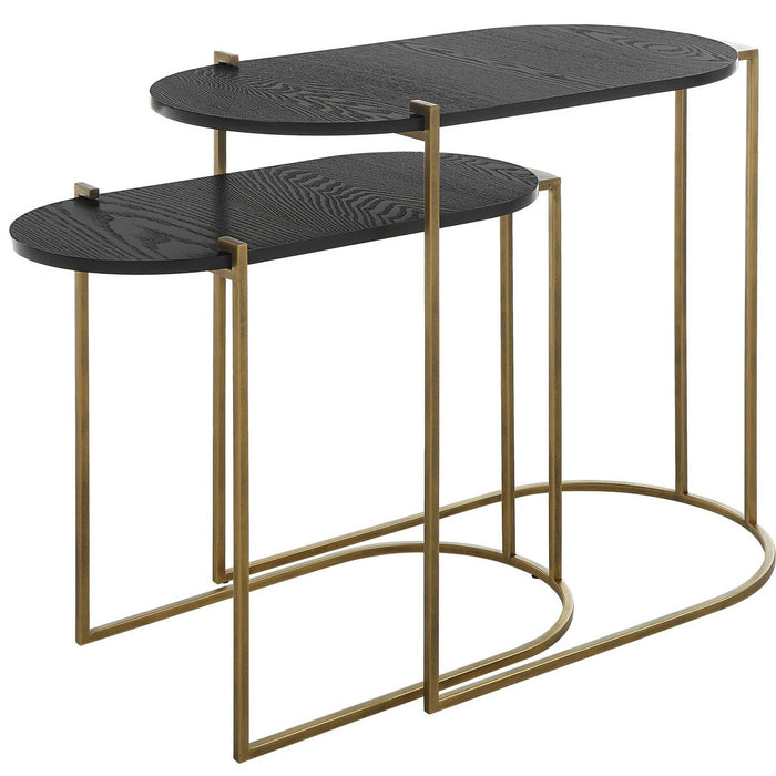 Uttermost 22882 Nesting Tables, Set/2, Antique Brass