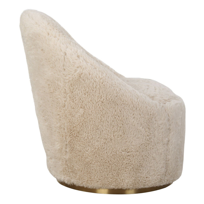 Uttermost 23531 Swivel Chair, Plated Brass Stainless Steel